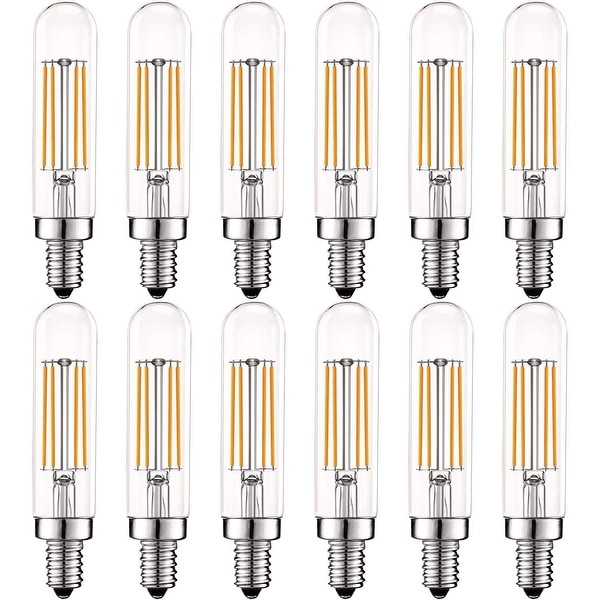 Luxrite Vintage E12 LED Bulb 60W Equivalent, T6 T6.5, 2700K Warm White, 500 Lumens, Dimmable LED Tube Bulbs (12 Pack). Opens flyout.