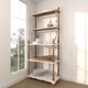 preview thumbnail 9 of 19, White Wood 5 Shelf Scroll Shelving Unit with Brown Spindle Sides and Ball Feet