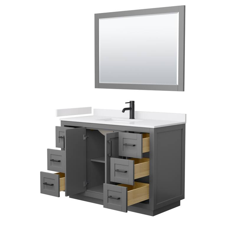 Miranda Single Vanity Set, Cultured Marble Top, 46-Inch Mirror