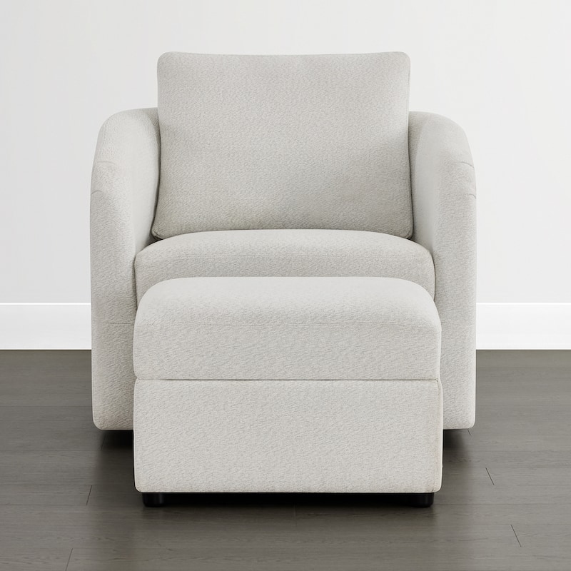 Spruce & Spring Modern Upholstered Swivel Barrel Accent Chair with Ottoman & Removable Slipcover