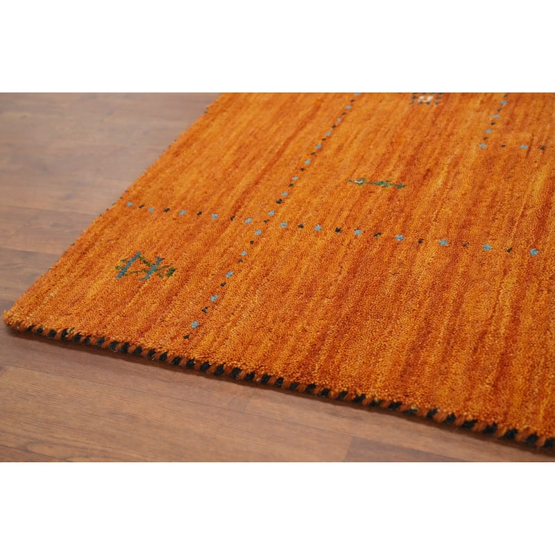 Hand Knotted Oriental 100% Wool Carpet Tribal Animal Pictorial Oranges & Rust Gabbeh Area Rug - 8' 0'' X 7' 11''