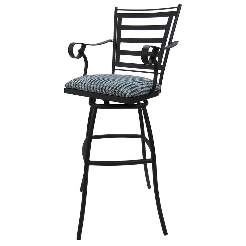 Outdoor Patio Bar Pub Set - 30" Jenna Stools - Black Frame - 36" Table