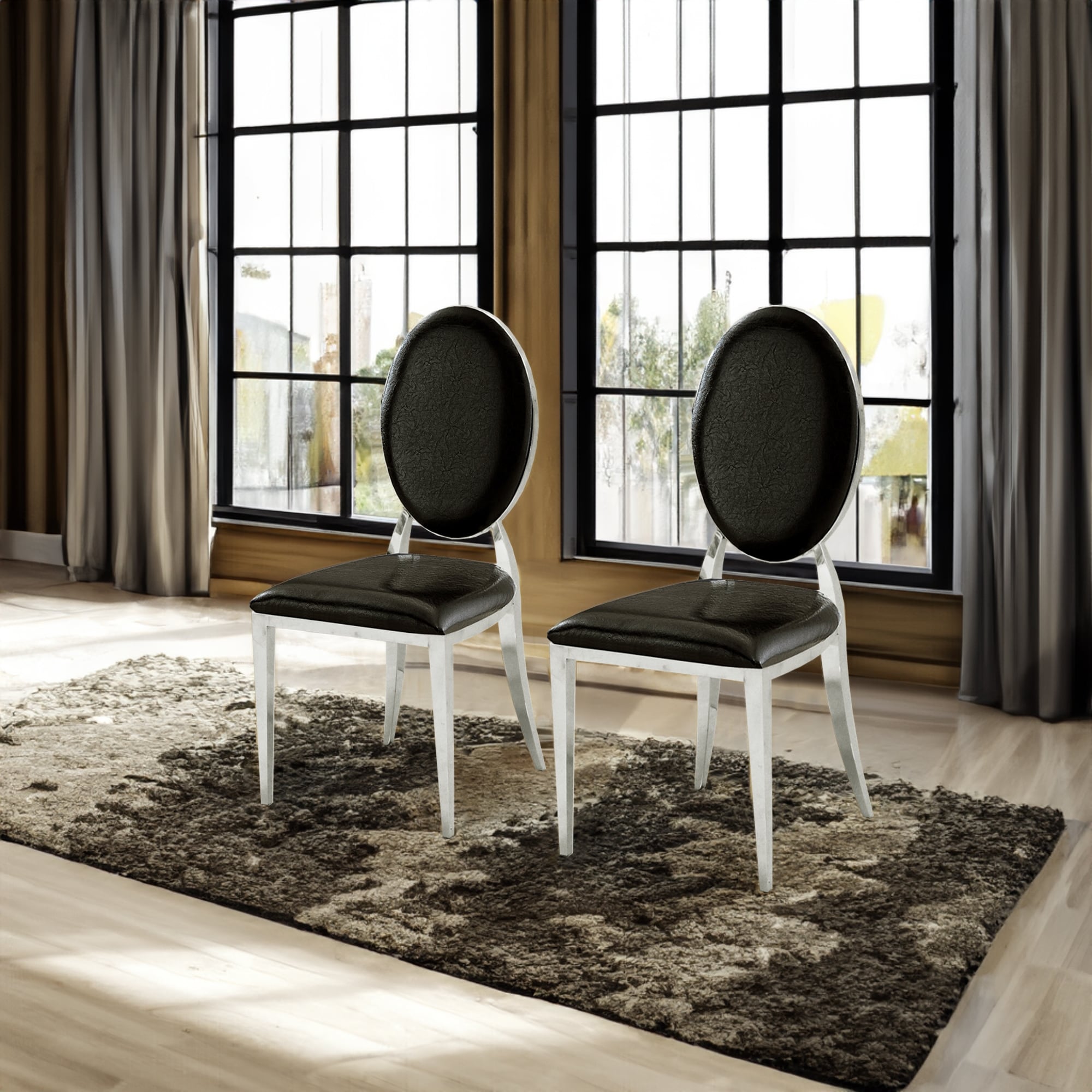 Leather armless dining sales chair