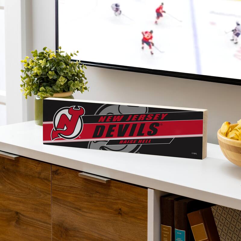 New Jersey Devils Wooden Tabletop Mantel Shelf Sign - 5" x 18"