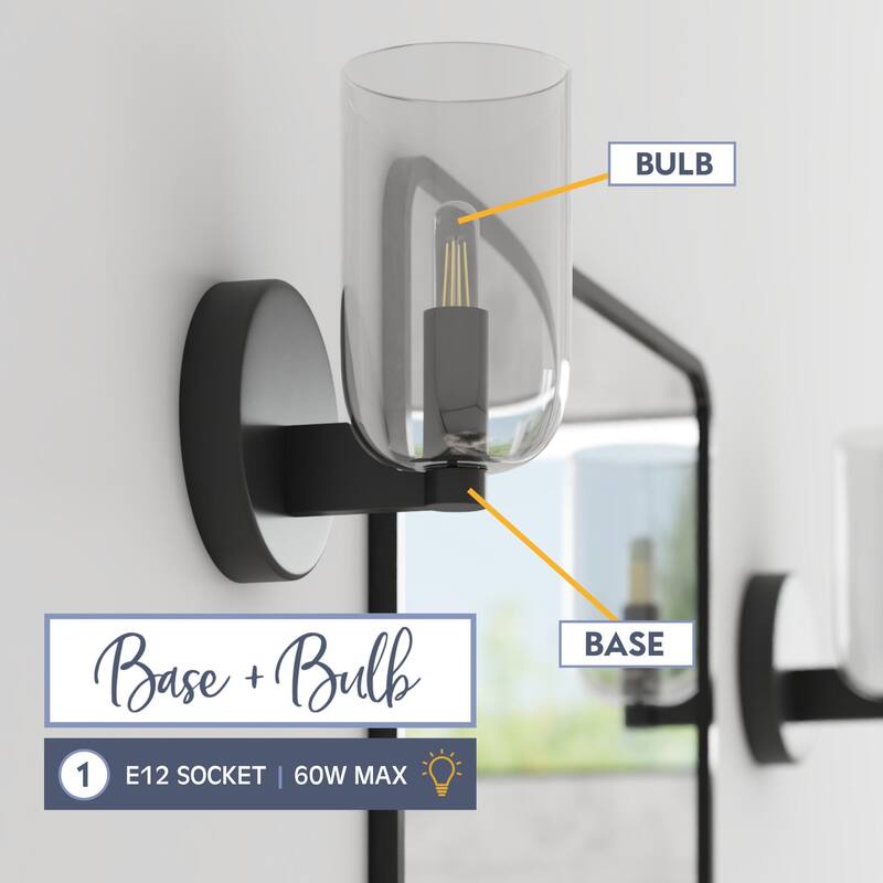 Prominence Home 1-Light Hansley Matte Black Wall Sconce with Clear Glass