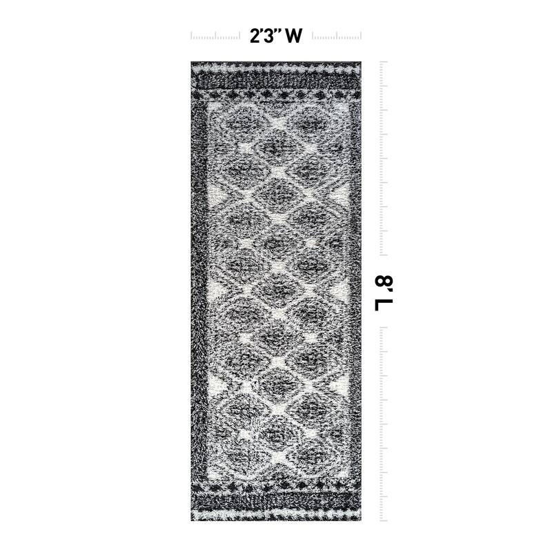 Geometric Shag Rug - Anthracite Dark Gray - Durable Rug for Living Room, Bedroom, or Entryway - Easy to Maintain