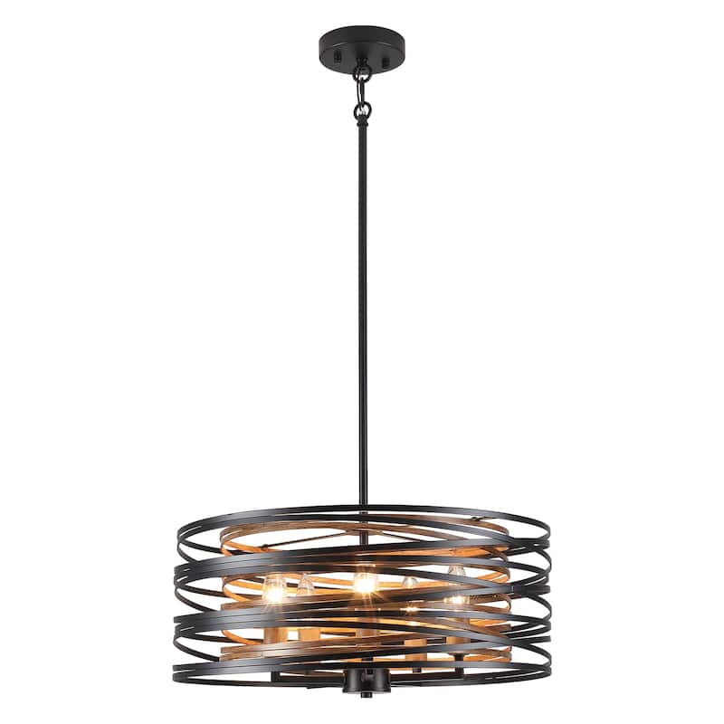 Farmhouse 5-Light Metal Drum Shape Pendant Light for Kitchen Island Entryway