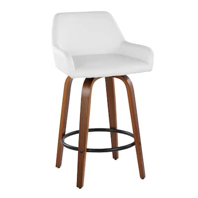 Porch & Den Galotti 26" Fixed-Height Counter Stool with Bent Wood Legs & Round Footrest (Set of 2)
