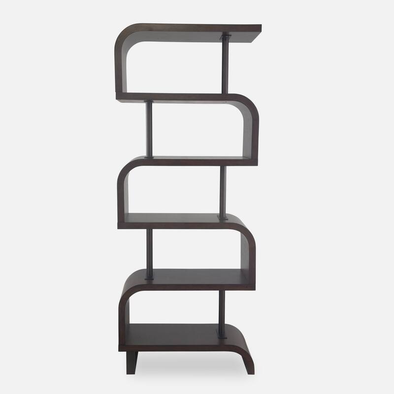 6-Tier Etagere Shelves with Curved Edges - 80" - Chocolate Brown