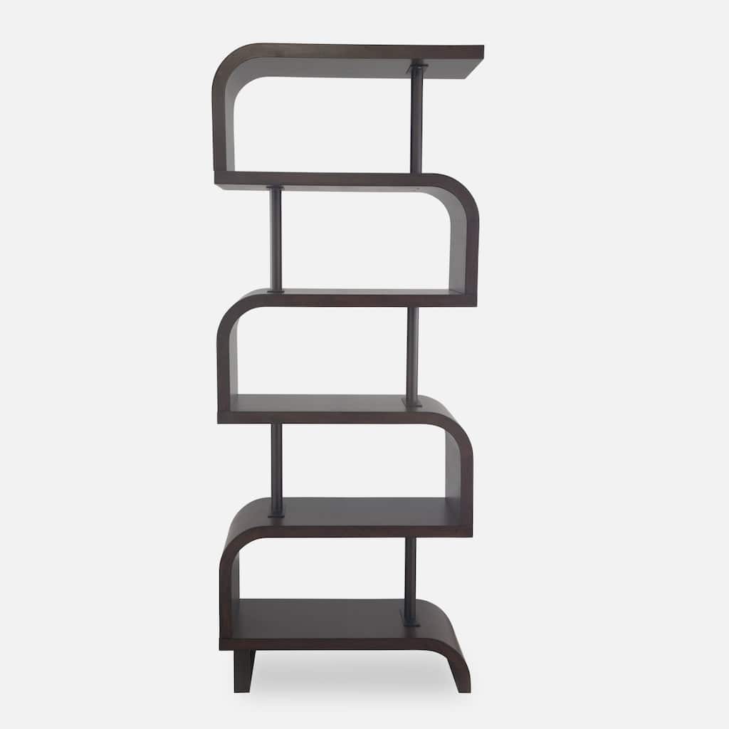 6-Tier Etagere Shelves with Curved Edges - 80" - Chocolate Brown