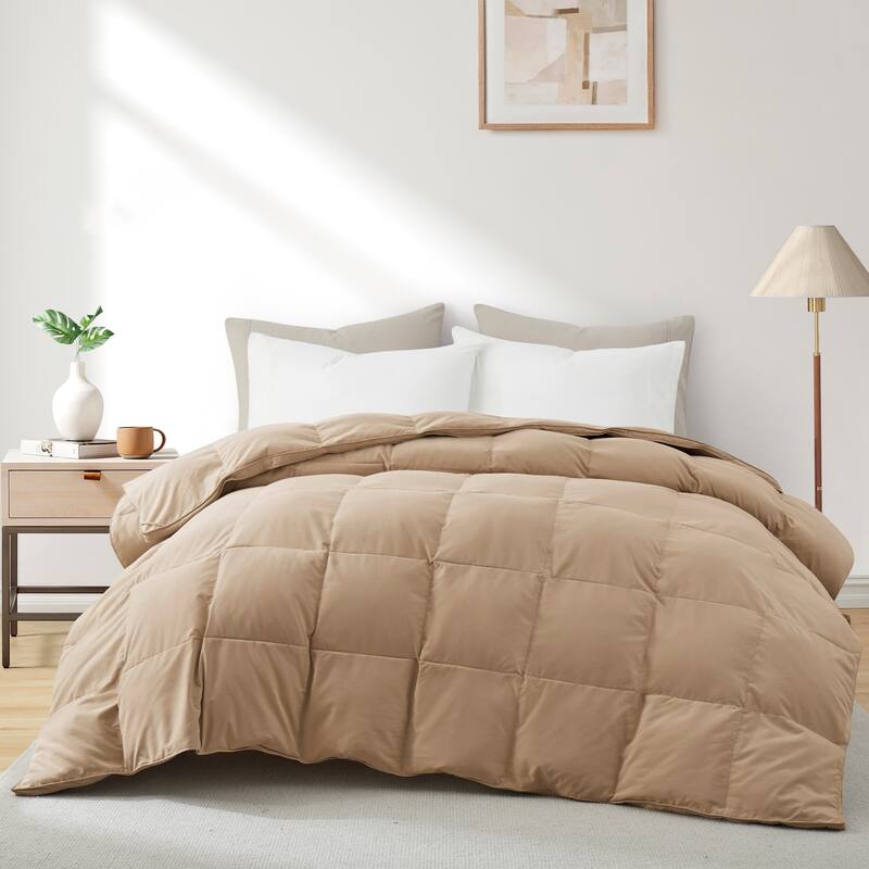 Lightweight & Year-round White Goose Down Duvet Comforter-Ginger Root - Twin - All-season warmth
