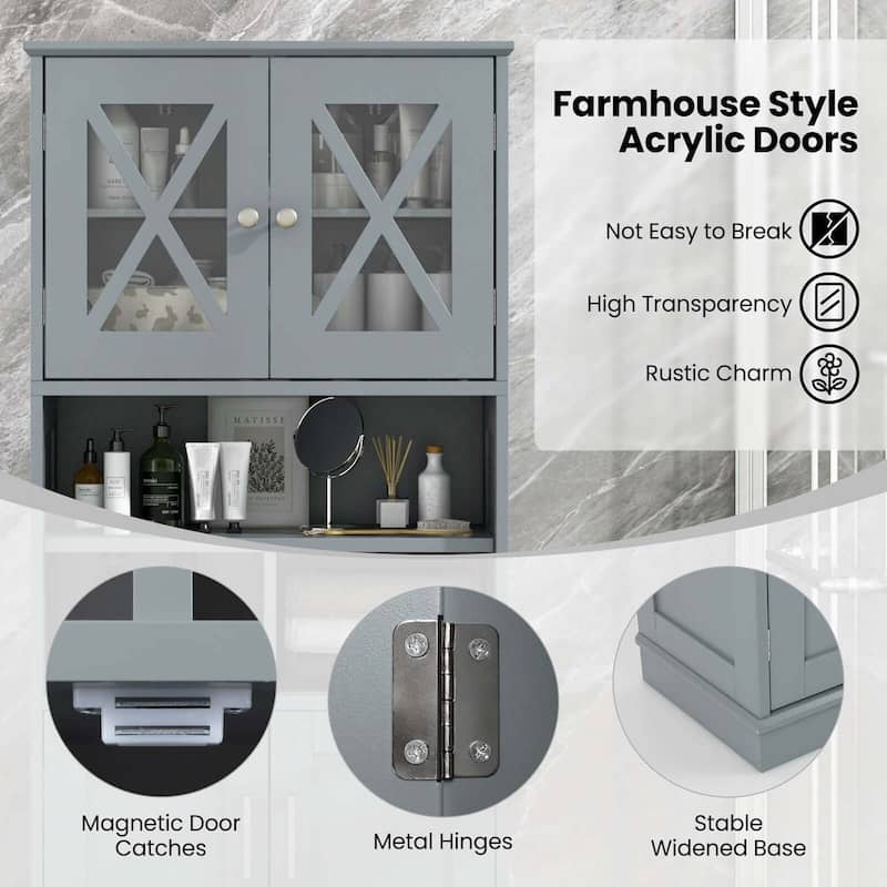 Costway Tall Bathroom Cabinet Large Floor Storage Cabinet with Acrylic - See Details
