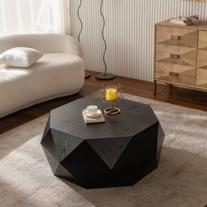 American Retro Coffee Table with 3D Relief Pattern, Nail Holes Knots and Wood Marks, for Living Room