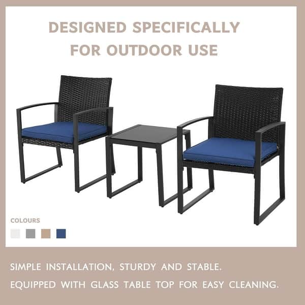 Suncrown Outdoor 3 Piece Wicker Bistro Set W Metal Armrest Overstock 29308447
