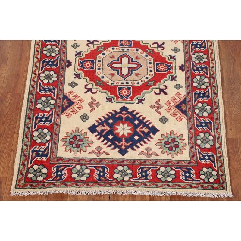 Kazak Foyer Rug Hand-Knotted Traditional Wool Carpet - 2'11" x 4'0"