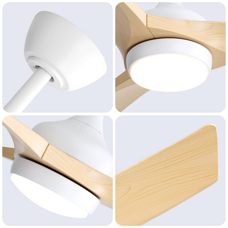 52 Inch Ceiling Fan with Light and Remote Control, 3-Blade Reversible DC Motor Fan, Dimmable 3-color Temperature