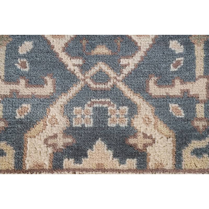 Blue Oushak Style Runner Rug Hand-knotted Wool Carpet - 2'6"x 8'0"