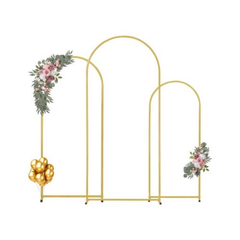 Set of 3 Metal Backdrop Stand Arch with Case Connection Ideal Decoration for Wedding Party or Any Special Celebrations