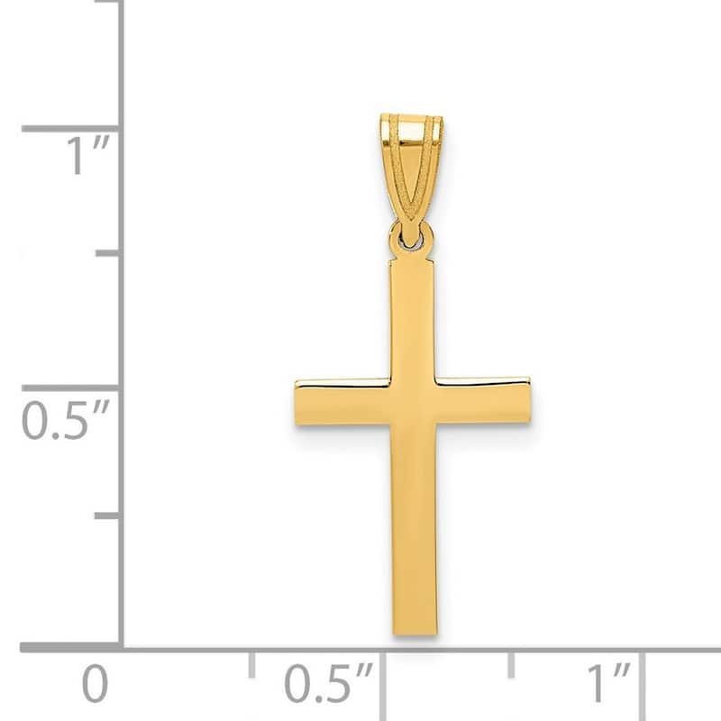Curata 14k Yellow Gold Solid Engravable Polished Religious Faith Cross Pendant Necklace 18x11mm