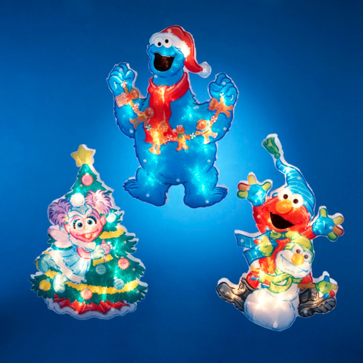 Shop Club Pack Of 12 Lighted Sesame Street Themed Glittering