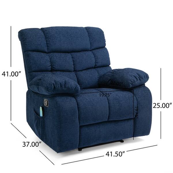 dimension image slide 5 of 6, Blackshear Indoor Pillow Tufted Massage Recliner by Christopher Knight Home