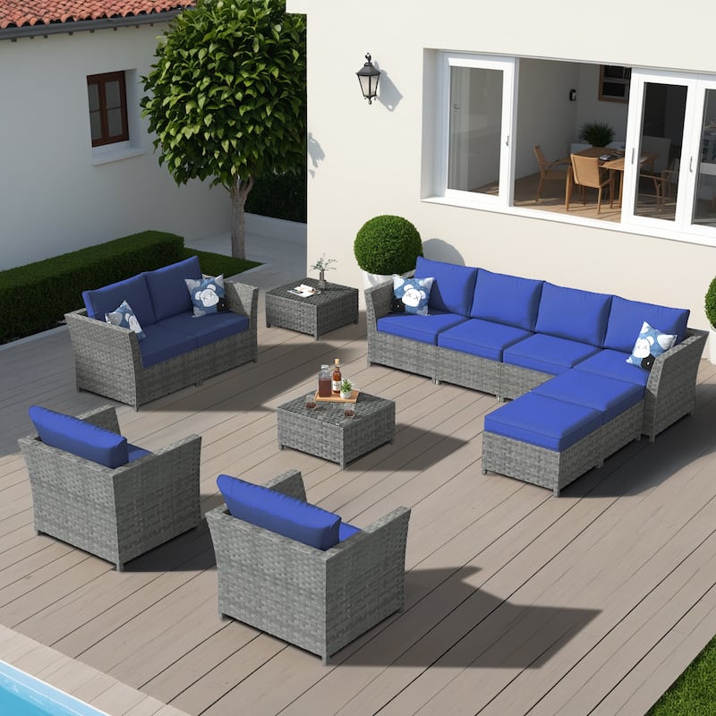 XIZZI 12-piece Outdoor Patio Furniture Sectional Set (fully assembled) - Navy Blue