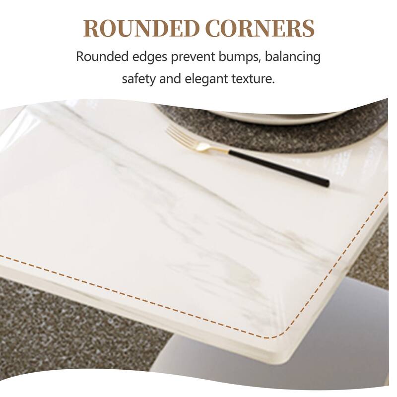 63"-94"Modern Extendable Dining Table for 6-10, Glossy White Kitchen Table with Black Carbon Steel Legs