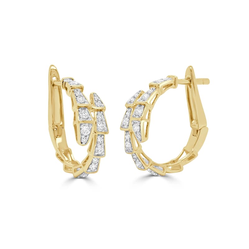 Joelle Collection 14K Yellow Gold Diamond Snake Inspired Hoop - Yellow