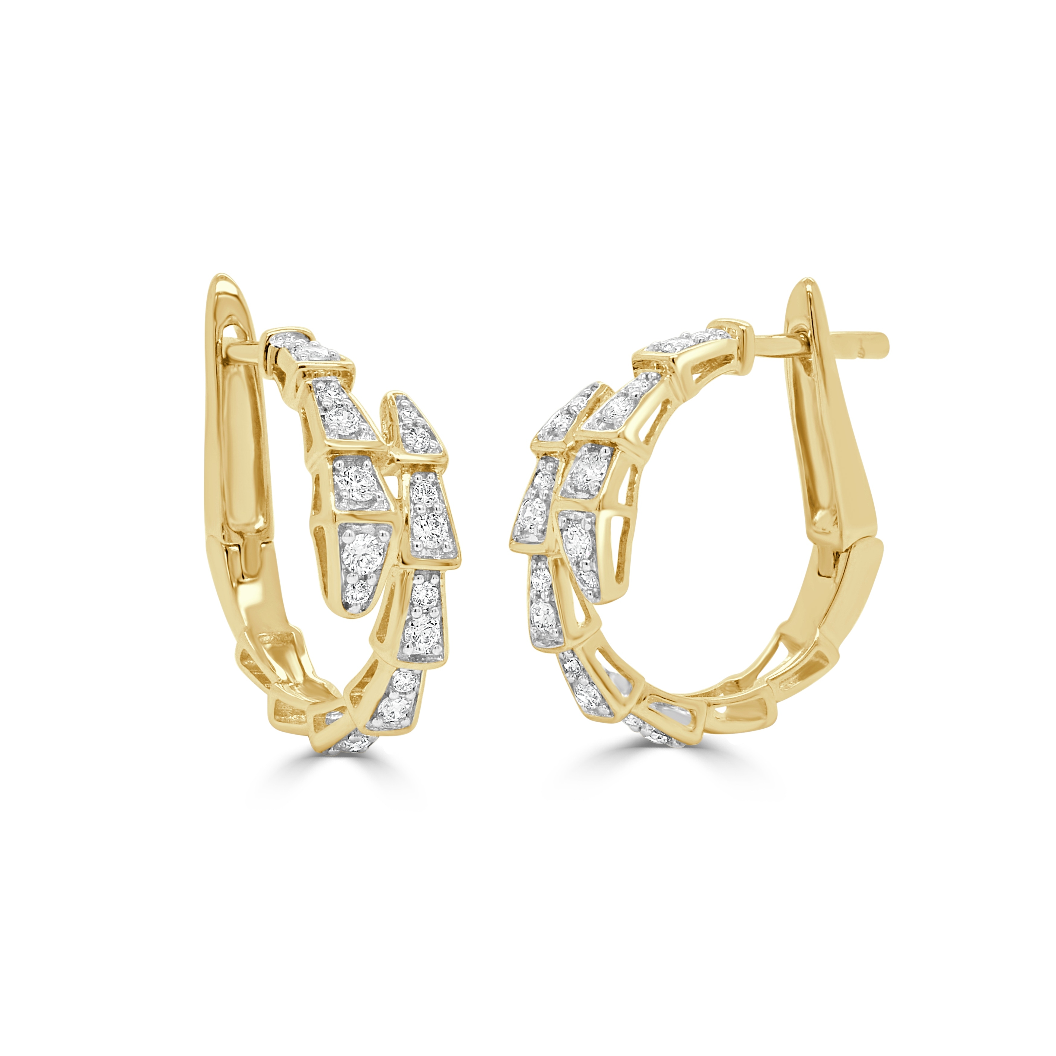 Joelle Collection 14K Yellow Gold Diamond Snake Inspired Hoop