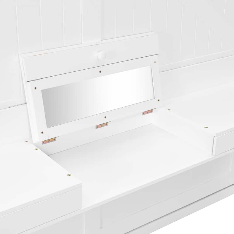 Queen Wall Murphy Bed with Flip-Down Vanity Desk by Harper&Bright Designs