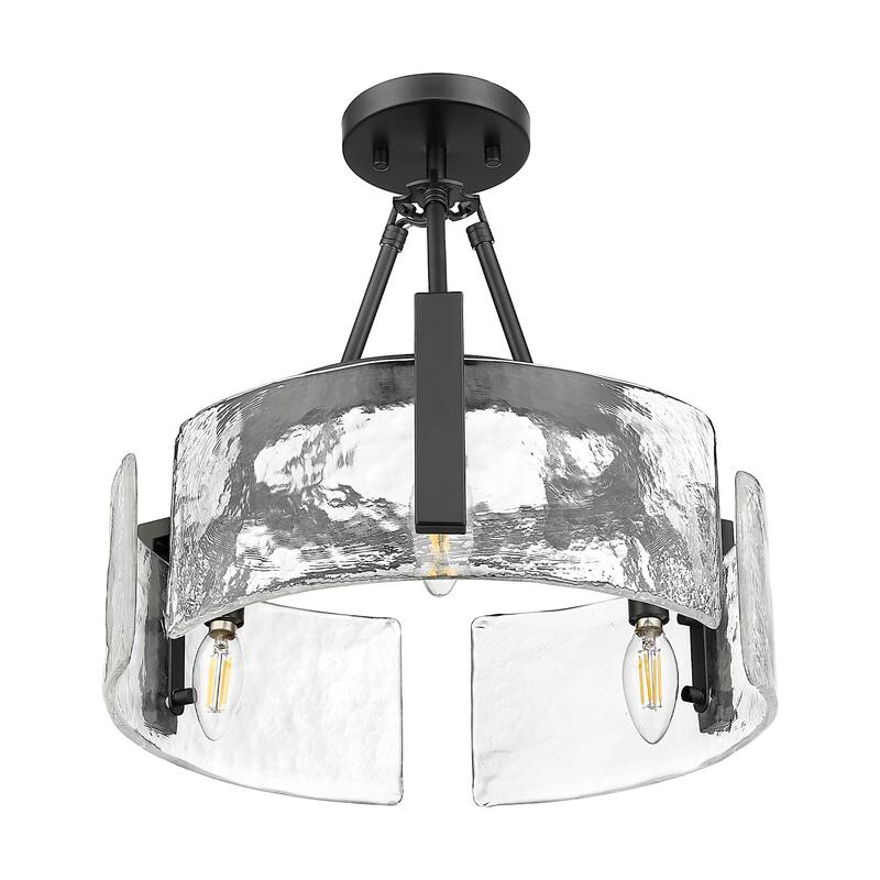 Golden Lighting 3164-3SF HWG Aenon 3 Light 17" Wide Semi-flush Ceiling