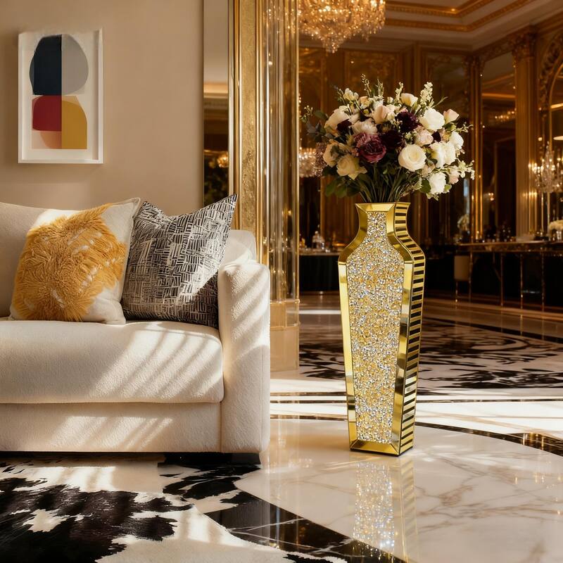 Glass Floor Vase Crystal Home Decor