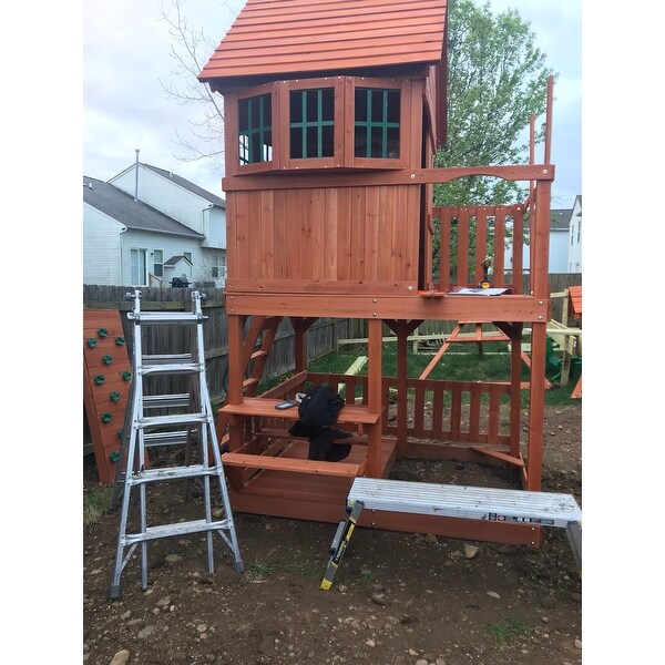 Shop Backyard Discovery Skyfort Ii Brown All Cedar Swing Set