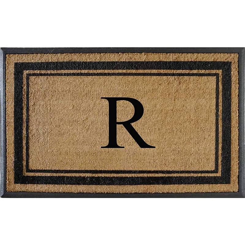 A1HC Markham Border Natural Flocked Rubber Large Doormat 30"x48" - Monogrammed R