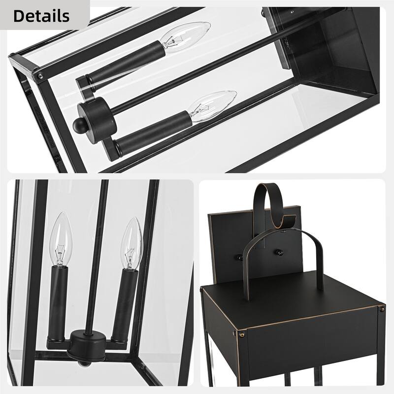 Oil Rubbed Bronze Outdoor Hardwired Wall Lantern Sconce - 2 Variants (20in 1-Light/24in c), Clear Glass, Wet Rated