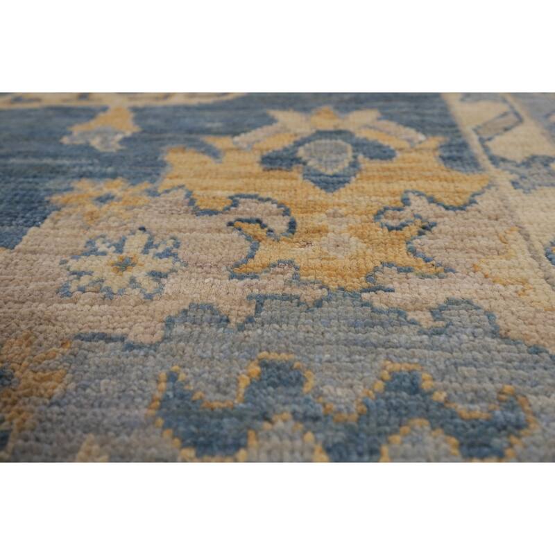 Blue Oushak Vegetable Dye Area Rug Handmade Wool Carpet - 8'2"x 10'0"