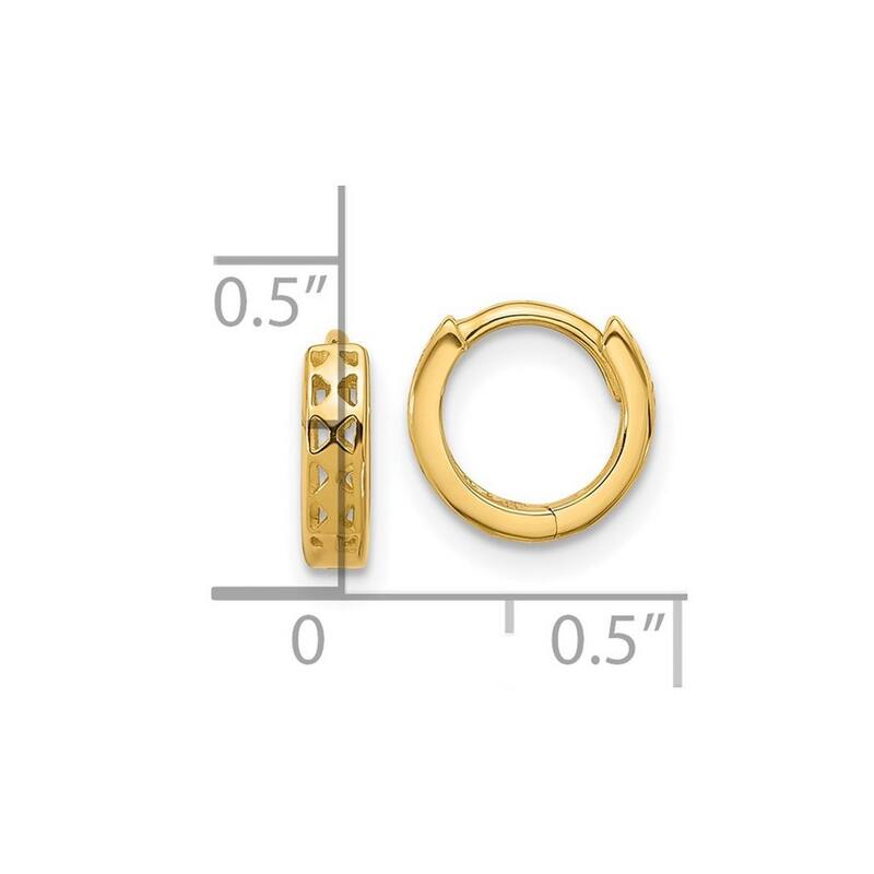 Curata 14k Yellow Gold Open back Hinged Hoop Earrings - 8x2.5mm Wide