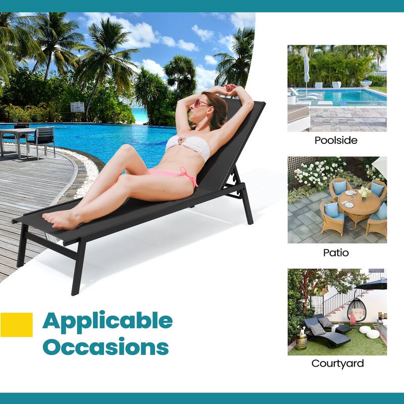 VredHom Outdoor Patio Stackable Adjustable Chaise Lounge Chairs