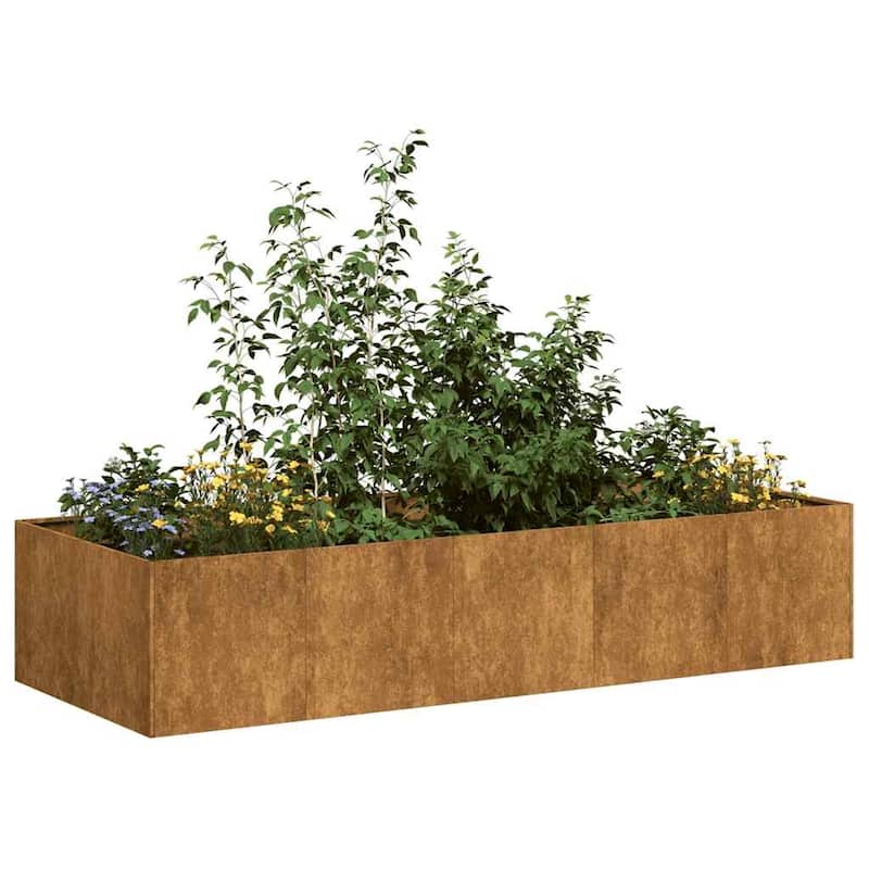 vidaXL Planter Raised Garden Bed Plant Flower Stand Rusty Weathering Steel - 31.5 x 78.7 x 15.7
