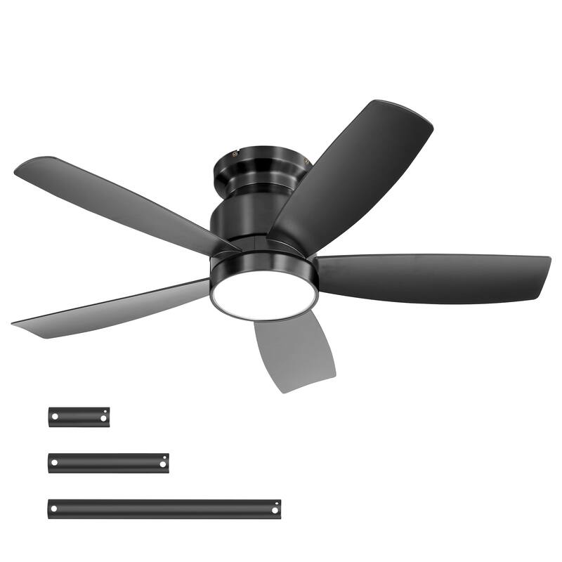 Remote Control Ceiling Fan with Dimmable LED Light, 6-Speed Wind Adjustable Reversible DC Motor Flush Mount Ceiling Fan