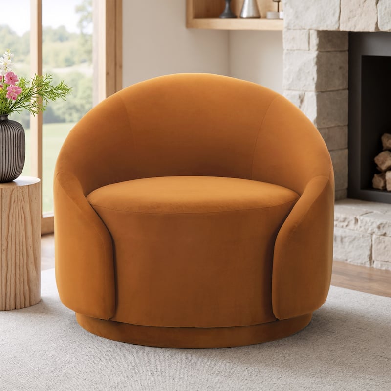 35" Wide 360-Degree Swivel Accent Barrel Chair