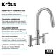 preview thumbnail 60 of 86, KRAUS Oletto Bridge Kitchen Faucet with 2-Function Pull-Down Sprayhead