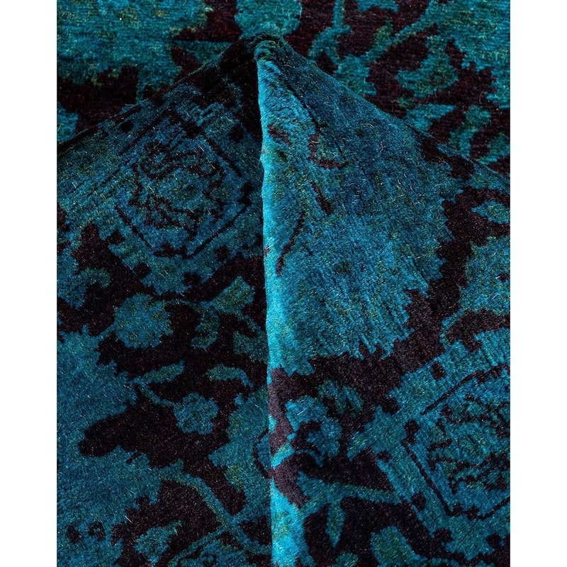 Fine Vibrance, One-of-a-Kind Hand-Knotted Area Rug - Green, 7' 1" x 7' 1" - 7' 1" x 7' 1"