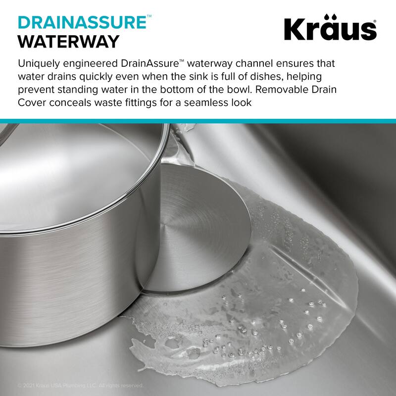 Kraus Dex 17" Single Basin 16 Gauge Stainless Steel Kitchen Sink for