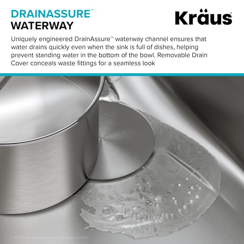 Kraus Dex 33" Double Basin 16 Gauge Stainless Steel Kitchen Sink for