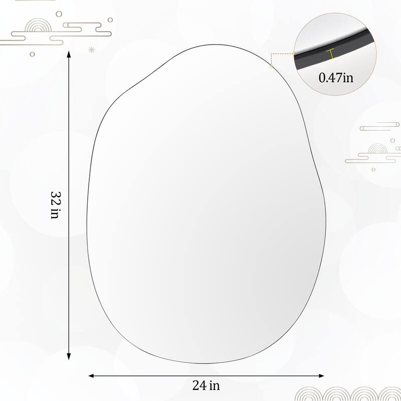 24 x 32 Irregular Wall Mounted Vanity Mirror Home Decorations Black - 24"x32"