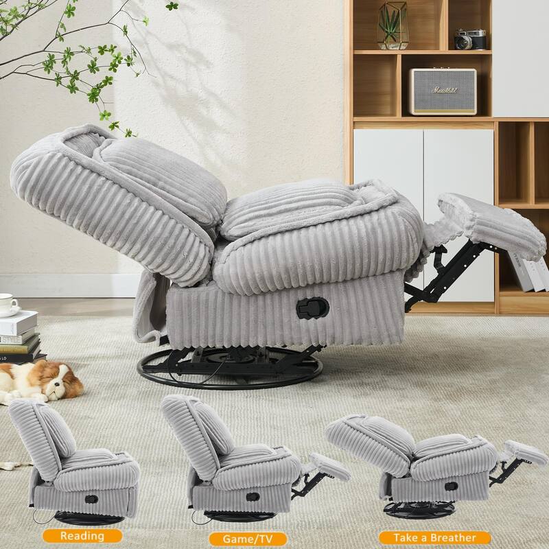 360° Swivel Rocking Single Sofa,Recliner Sofa, Manual Glider Rocking Armless Chair,Living Room Office