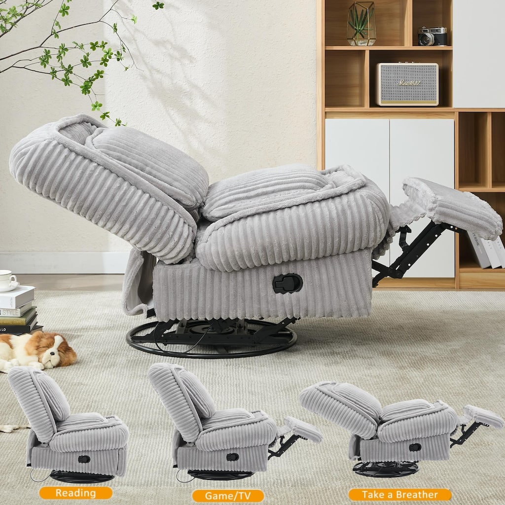 360° Swivel Rocking Single Sofa,Recliner Sofa, Manual Glider Rocking Armless Chair,Living Room Office
