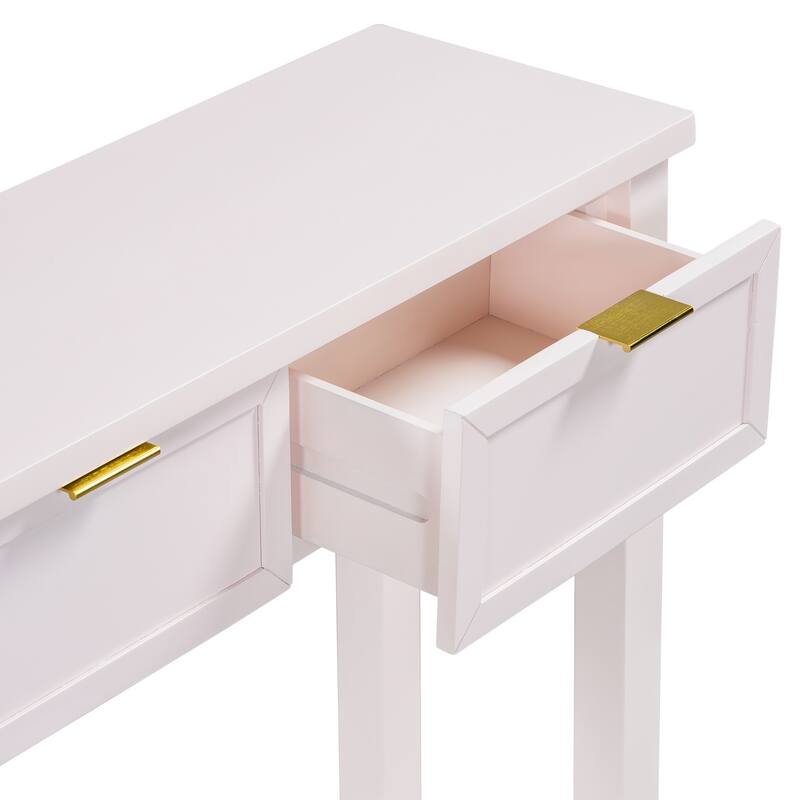 60" Modern Side Table with 4 Drawers & Shelf