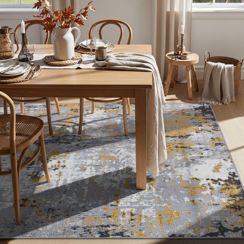 World Rug Gallery Distressed Modern Abstract Area Rug